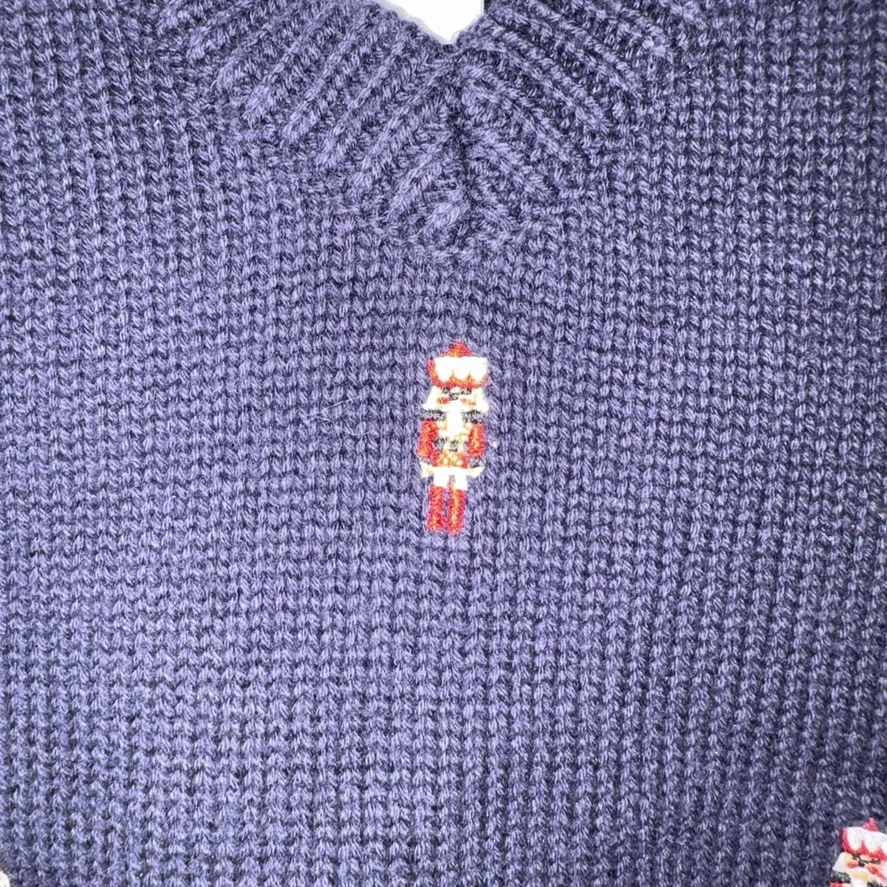 Boys Navy Blue Nutcracker Embroidered Knit Vest Size 3T Janie and Jack Christmas